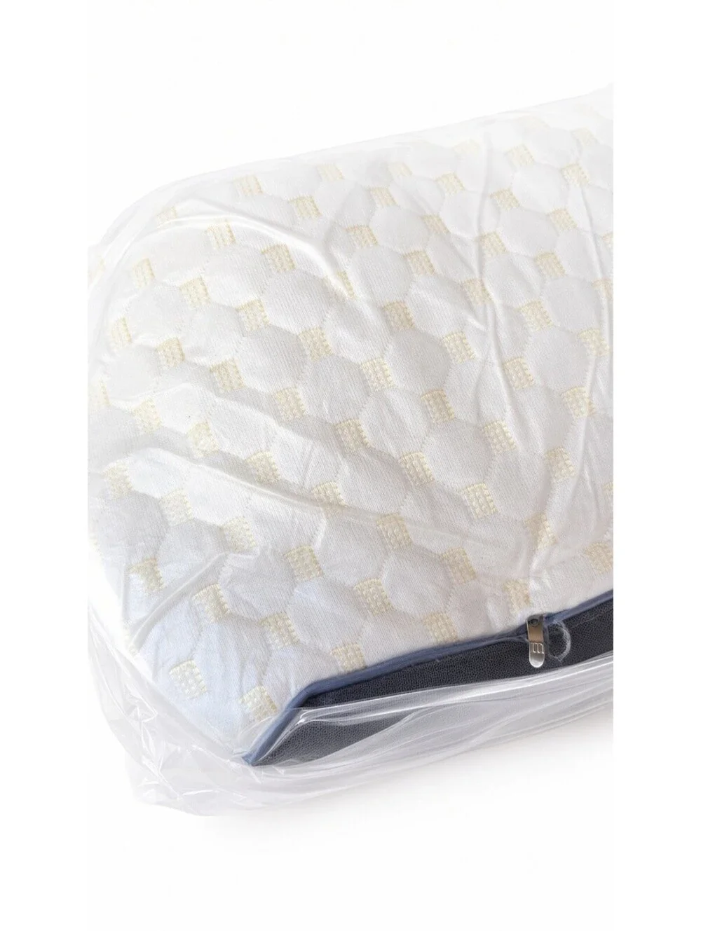 2 Pack Quilted Bed Pillows White Gold Pattern Gray Mesh Cooling Sleep Pillow Set